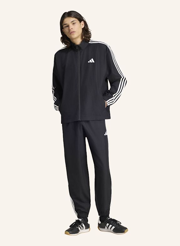 adidas 3-STREIFEN WOVEN TRAININGSANZUG SCHWARZ / WEISS