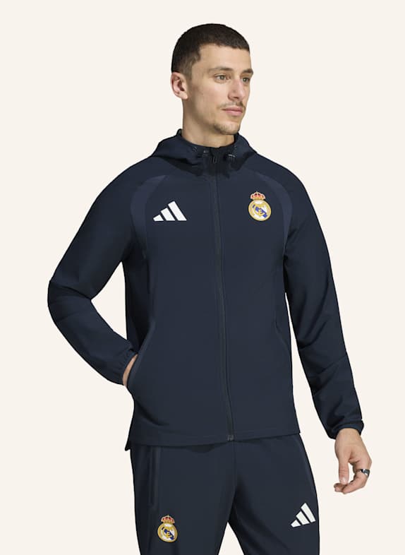 adidas REAL MADRID TIRO TRAVEL WINDBREAKER, DURCHGEHENDER REISSVERSCHLUSS BLAU