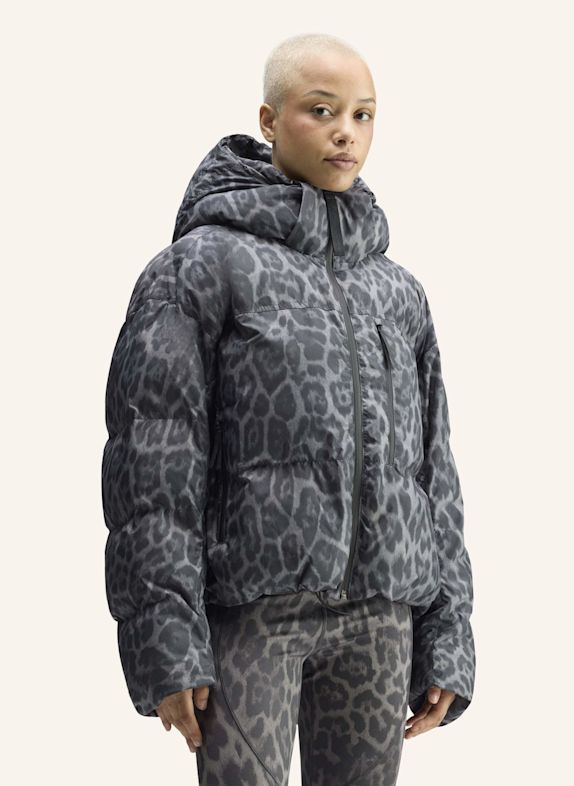 adidas by Stella McCartney Steppjacke ADIDAS BY STELLA MCCARTNEY SHORT PADDED PRINTED mit abnehmbarer Kapuze GRAU