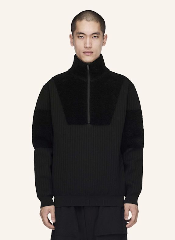 Y-3 Y-3 KNITTED PANEL BLOCKED HALF ZIP SWEATSHIRT SCHWARZ