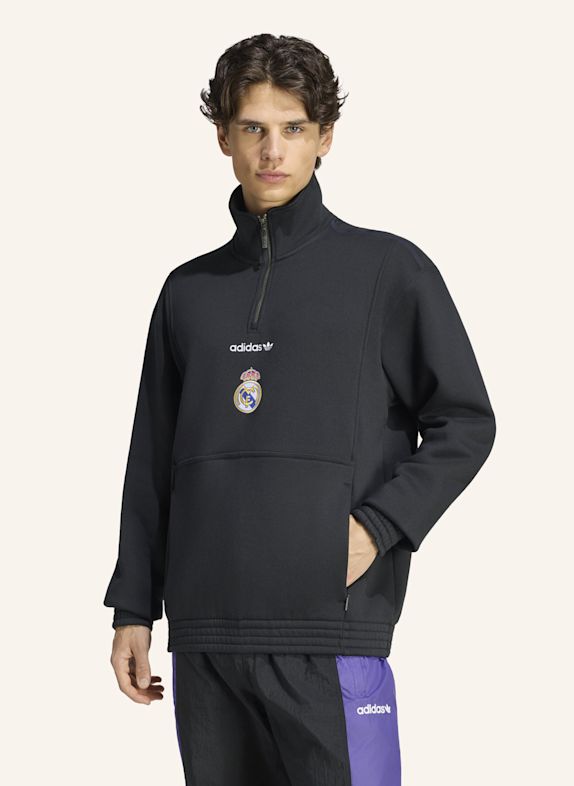 adidas REAL MADRID EQT OBERTEIL, REISSVERSCHLUSS BIS ZUR BRUST SCHWARZ