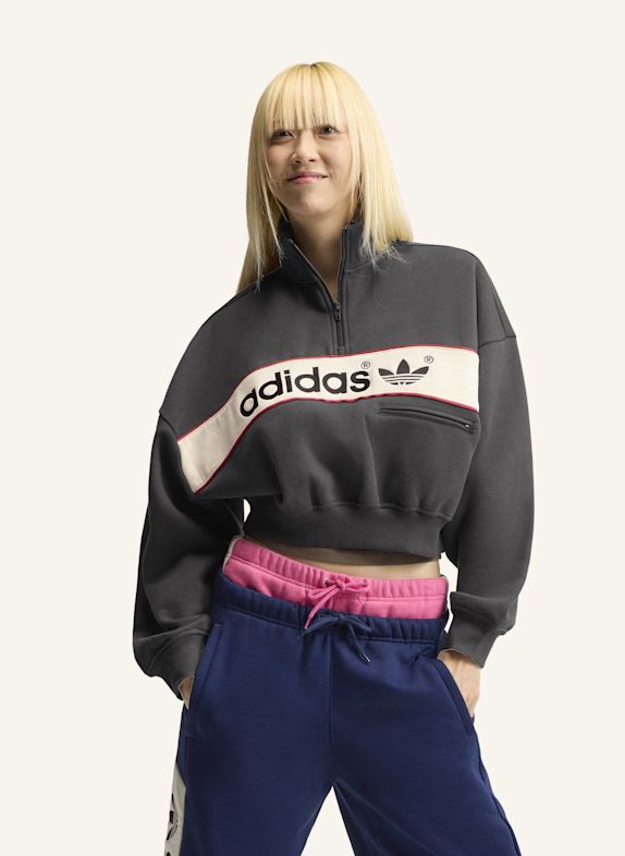adidas Originals ADISIGNATURE NY SWEATSHIRT, REISSVERSCHLUSS BIS ZUR BRUST SCHWARZ