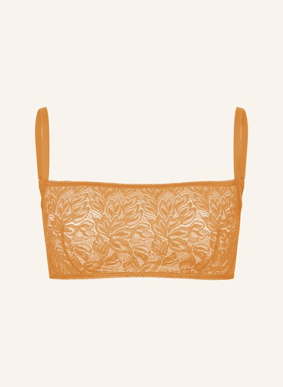 erlich textil Iconic Lace Bandeau Bralette bügellos aus Spitze - verstellbare Träger GELB / ORANGE