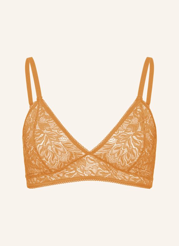 erlich textil Iconic Lace bügelloser Triangel BH mittlerer Halt aus Spitze - verstellbare Träger GELB / ORANGE