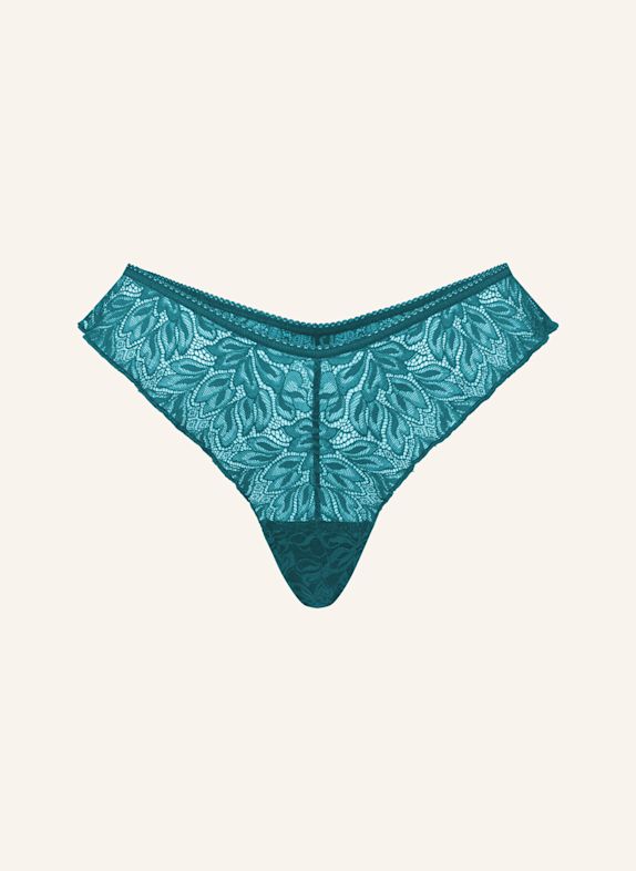 erlich textil Iconic Lace Brazil String aus Spitze - florales Motiv BLAU / GRÜN