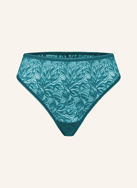 erlich textil Iconic Lace High Waist Brazil String aus Spitze - florales Motiv BLAU / GRÜN