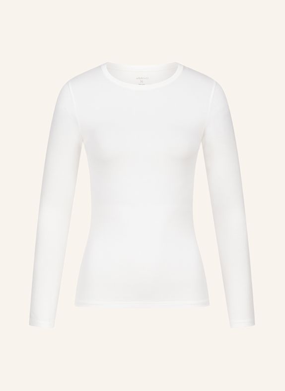 erlich textil Light Touch schmales Langarmshirt mit Lyocell - seidig weich BEIGE / WEISS