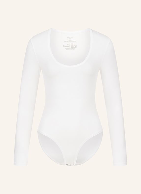 erlich textil Light Touch Langarm Body aus weichem Lyocell BEIGE / WEISS