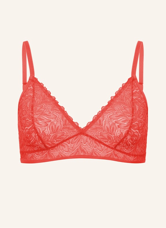 erlich textil Dreamy Lace bügelloser Triangel BH aus nachhaltiger Spitze - verstellbare Träger ORANGE