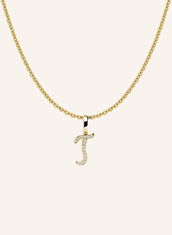 CADA Kette TINY DIAMOND LETTER T GOLD