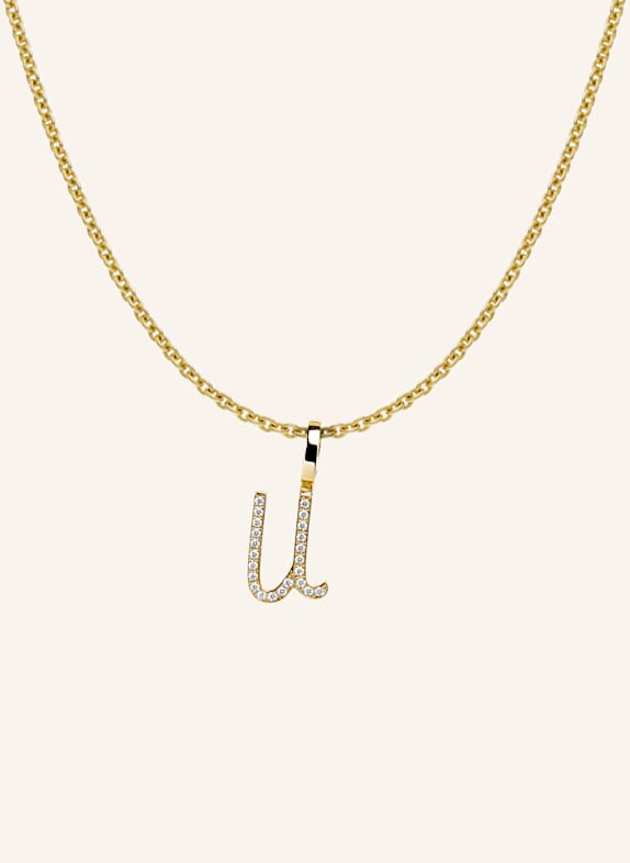 CADA Kette TINY DIAMOND LETTER U GOLD
