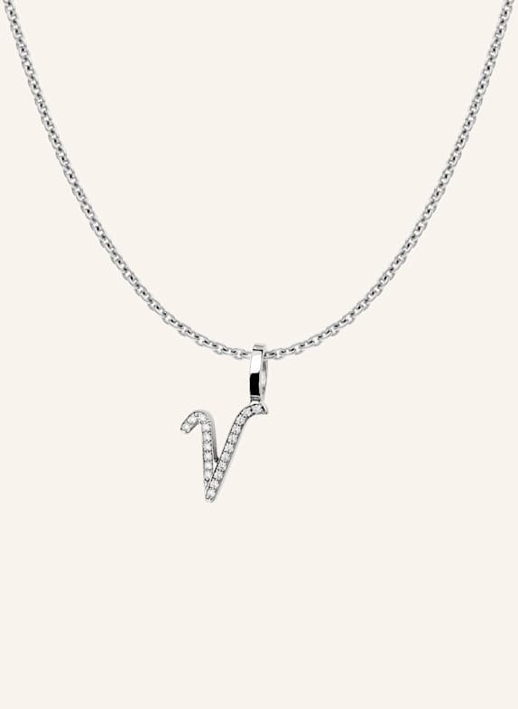 CADA Kette TINY DIAMOND LETTER V WEISSGOLD