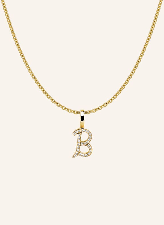 CADA Kette TINY DIAMOND LETTER B GOLD