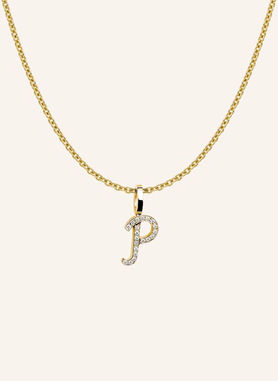 CADA Kette TINY DIAMOND LETTER P GOLD