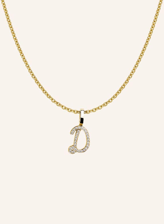 CADA Kette TINY DIAMOND LETTER D GOLD