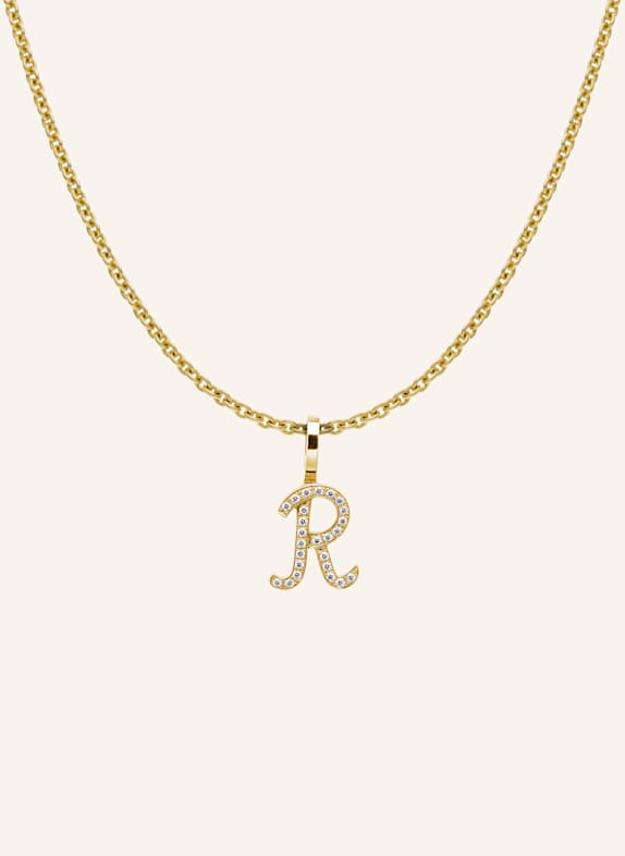 CADA Kette TINY DIAMOND LETTER R GOLD