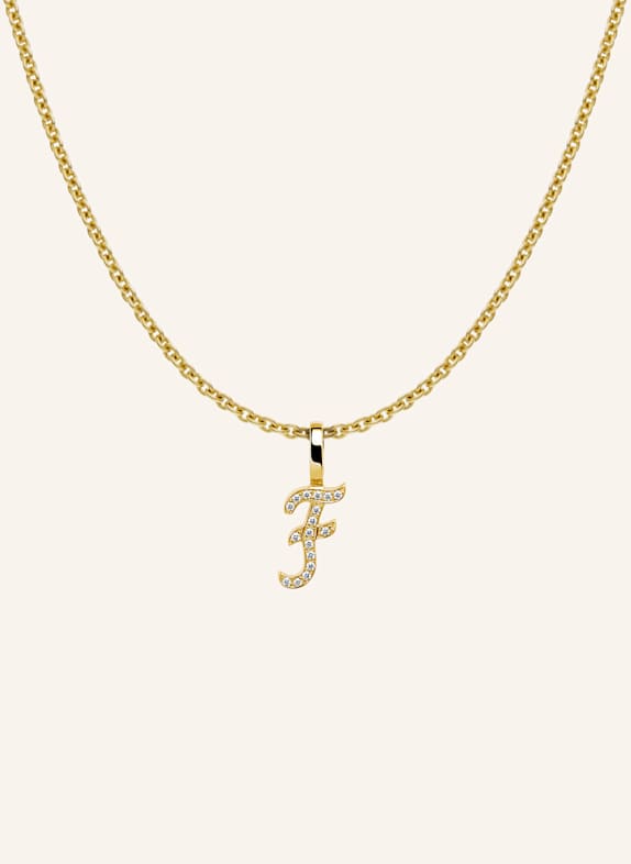CADA Kette TINY DIAMOND LETTER F GOLD