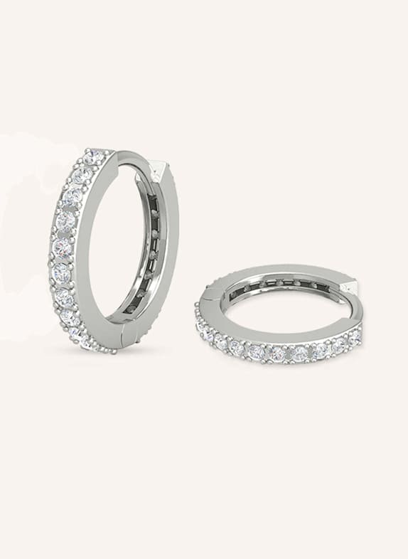 VEYNOU Creolen HUGGIES aus 14 Karat Weißgold mit Diamanten WEISSGOLD