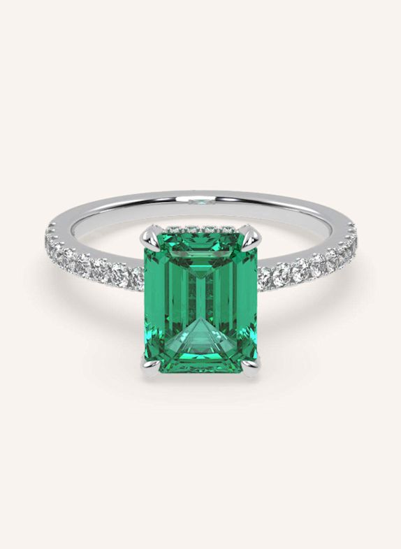 VEYNOU Ring DARCY Smaragd aus 14 Karat Weißgold und 2ct. Smaragd und Lab-Grown Diamanten WEISSGOLD