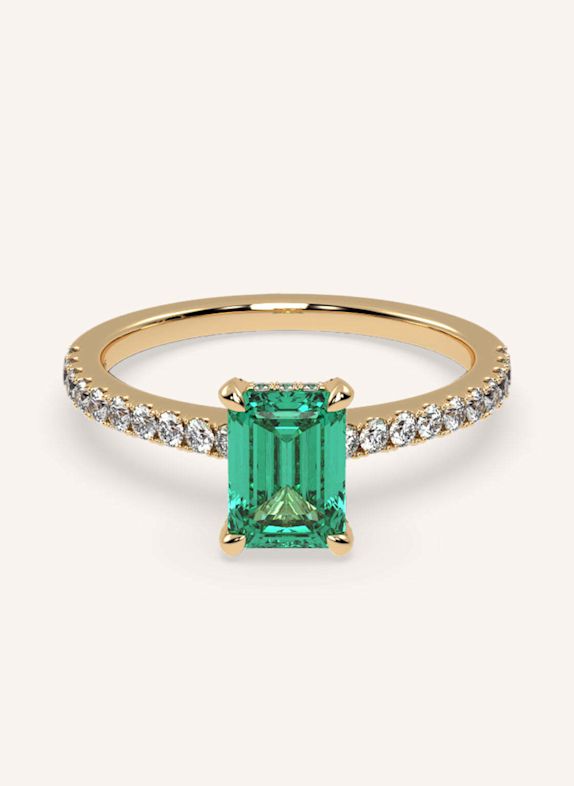 VEYNOU Ring DARCY Smaragd aus 14 Karat Gelbgold und 1ct. Smaragd und Lab-Grown Diamanten GOLD