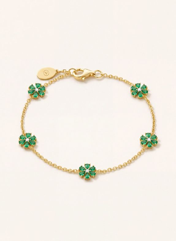 VEYNOU FULL BLOOM bracelet made of 14-karat yellow gold with 1.55 ct. emeralds and 0.17 ct. lab-grown diamonds GOLD