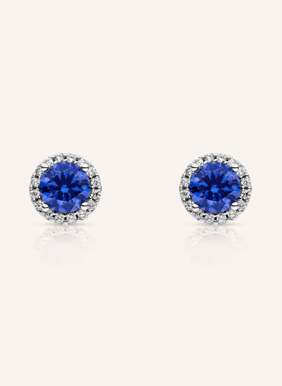 VEYNOU AVA stud earrings made of 14-karat white gold with a 2.0-carat sapphire and lab-grown diamonds WHITE GOLD