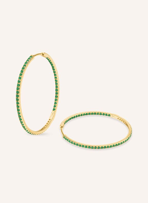 VEYNOU Creolen CLEO Big Smaragd aus 14 Karat Gelbgold und 1,60ct. Smaragden GOLD