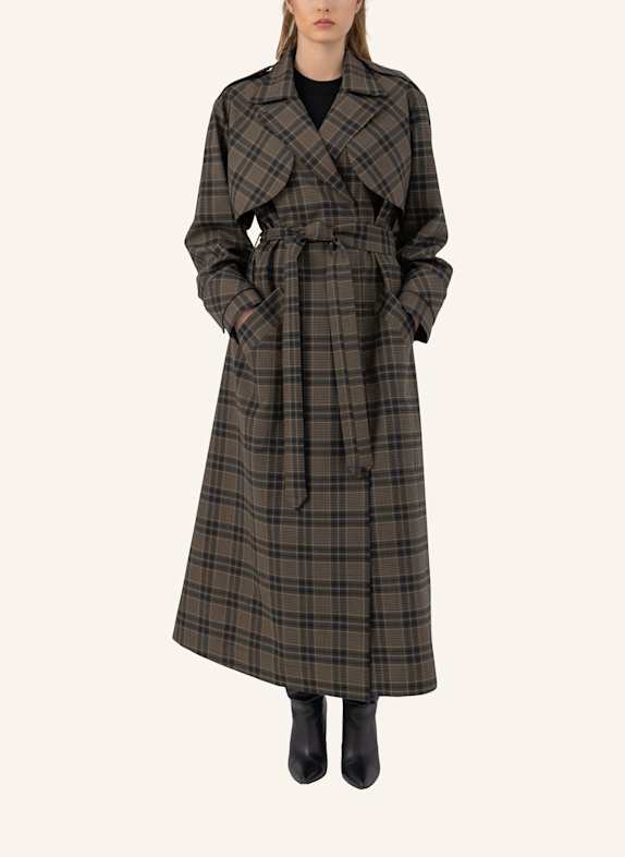 Helene Galwas Karierter Maxi Trenchcoat JARLA OLIV