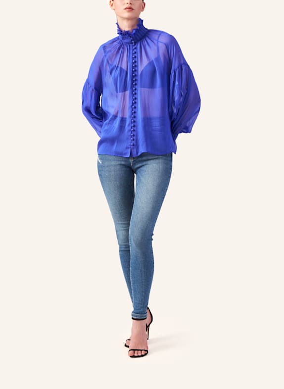 Helene Galwas Langarm Bluse aus Chiffonseide BABETT BLAU
