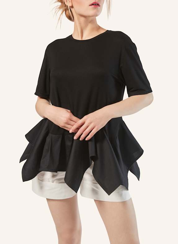 Helene Galwas T-Shirt mit Volants FLO SCHWARZ