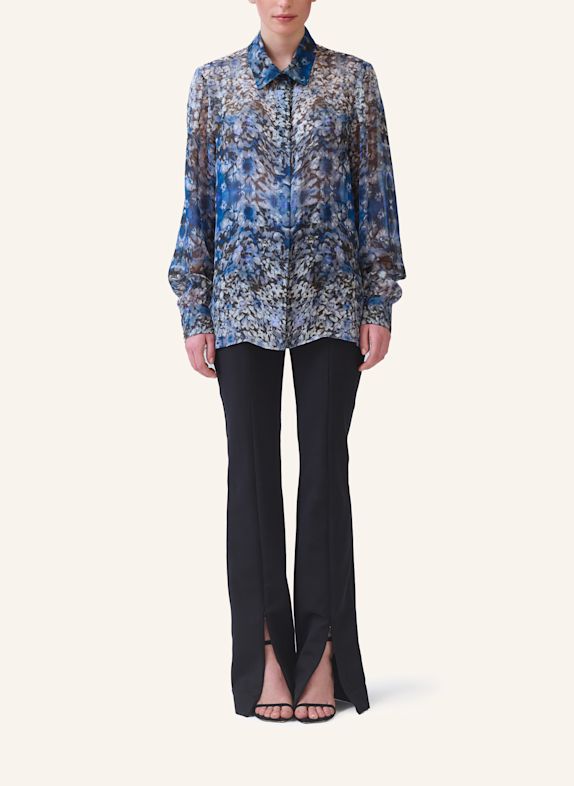 Helene Galwas Bluse aus bedruckter Chiffonseide LISA BLAU