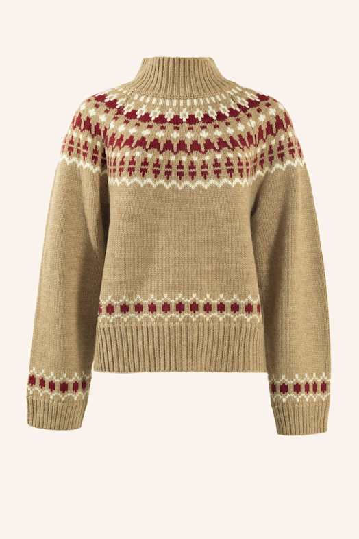ADLYSH WOLLPULLOVER MIT JACQUARDMUSTER BRAUN
