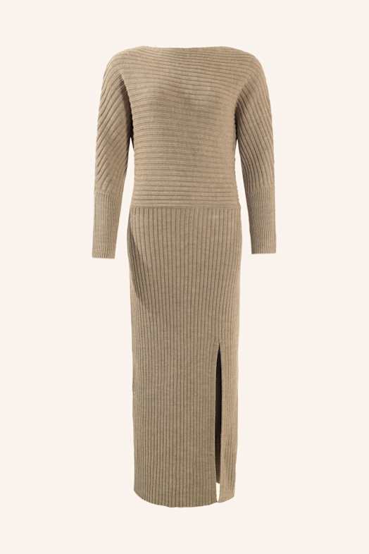 ADLYSH Kleid STRICKKLEID MIT MERINOWOLLE BRAUN
