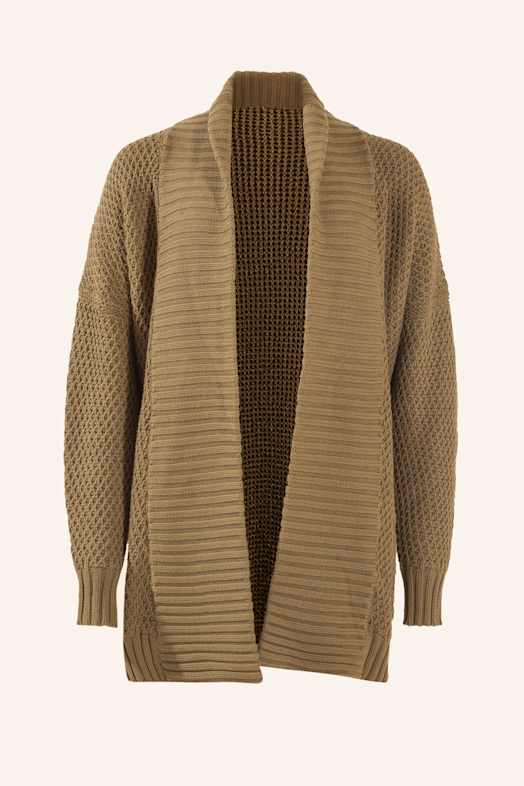 ADLYSH Jacke STRICKCARDIGAN MIT GÜRTEL BRAUN