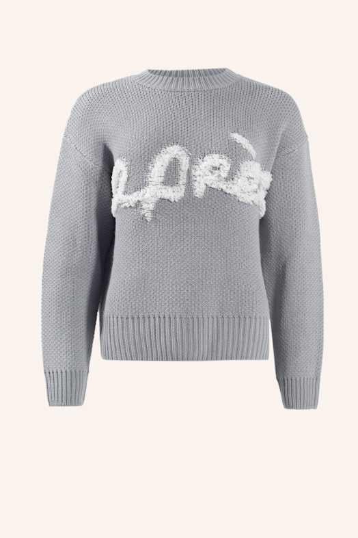 ADLYSH STRICKPULLOVER MIT APRÉS SCHRIFTZUG BLAU