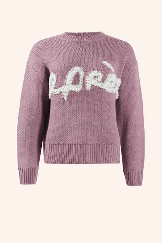 ADLYSH STRICKPULLOVER MIT APRÉS SCHRIFTZUG LILA