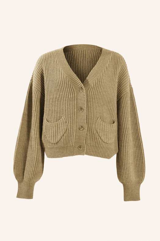 ADLYSH RIPPSTRICK CARDIGAN MIT WOLLE BRAUN