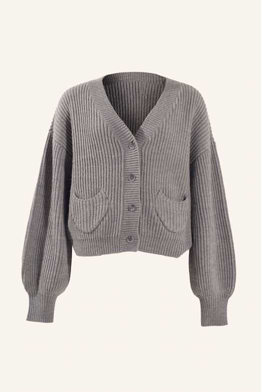 ADLYSH Jacke RIPPSTRICK CARDIGAN MIT WOLLE GRAU