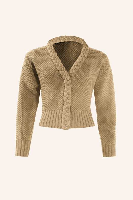 ADLYSH WOLLCARDIGAN MIT ZOPFSTRICK DETAIL BRAUN