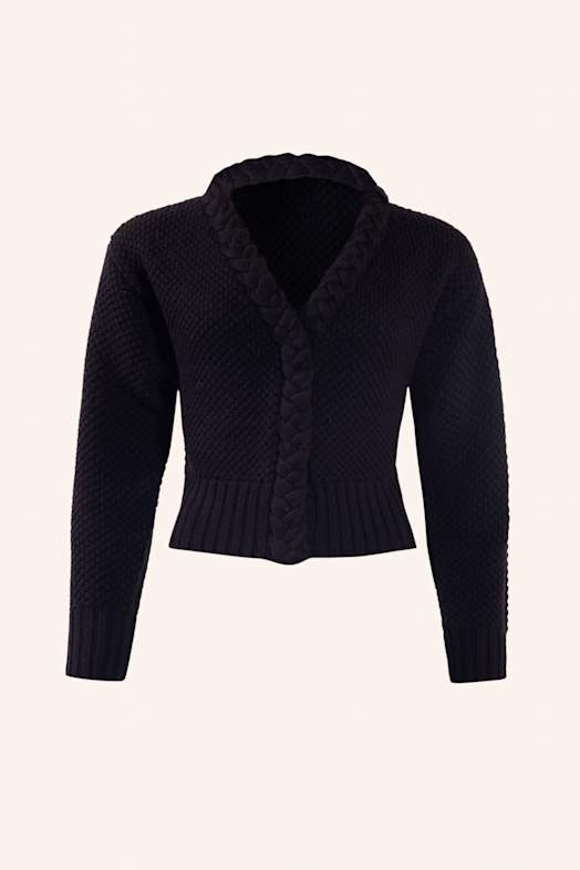 ADLYSH WOLLCARDIGAN MIT ZOPFSTRICK DETAIL SCHWARZ