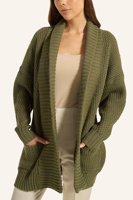 ADLYSH STRICKCARDIGAN MIT GÜRTEL GRÜN