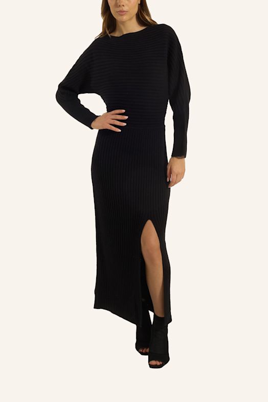 ADLYSH STRICKKLEID MIT MERINOWOLLE SCHWARZ