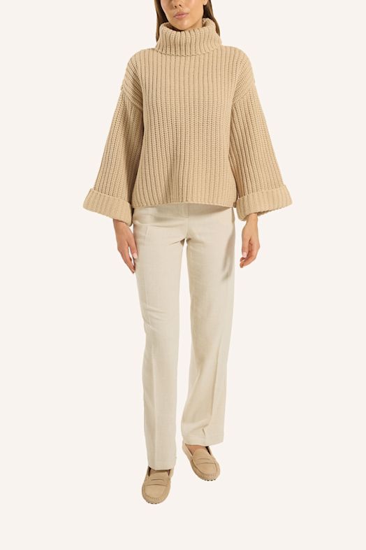 ADLYSH CHUNKY ROLLKRAGEN PULLOVER BEIGE