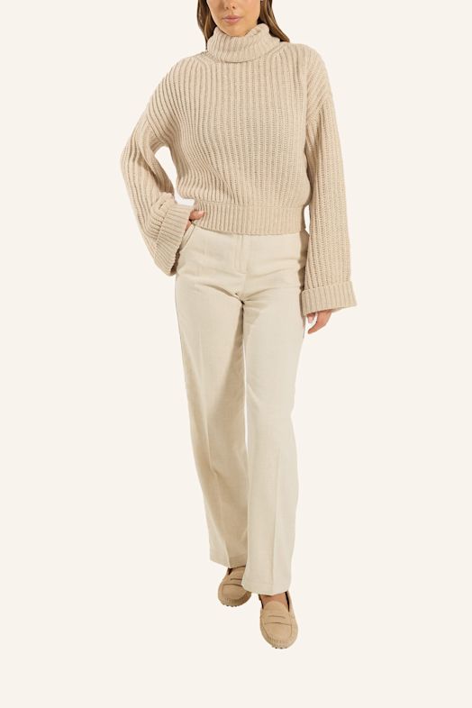 ADLYSH CROP PULLOVER MIT WOLLE BEIGE