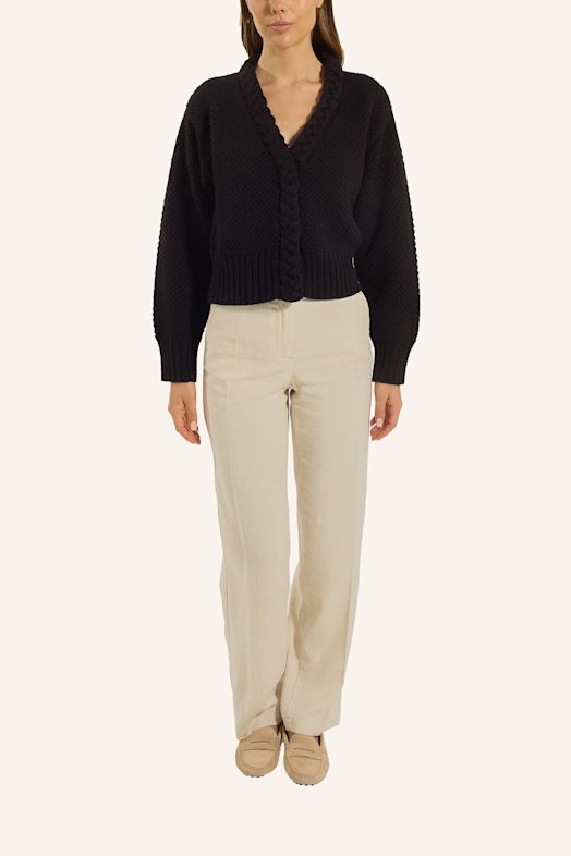 ADLYSH WOLLCARDIGAN MIT ZOPFSTRICK DETAIL SCHWARZ