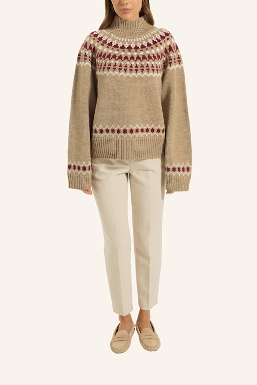 ADLYSH WOLLPULLOVER MIT JACQUARDMUSTER BRAUN