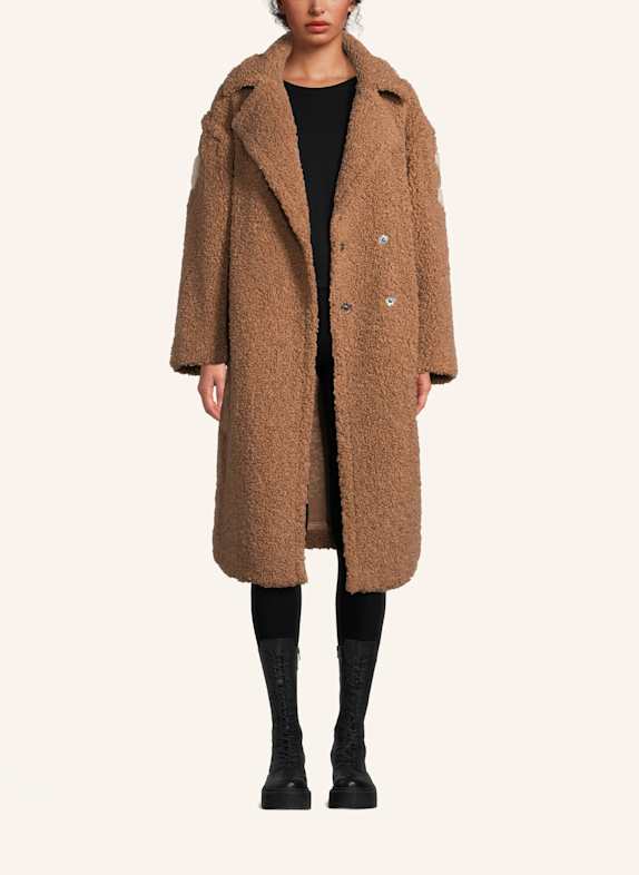 No.1 Como Teddyfell-Mantel NOEMI CAMEL