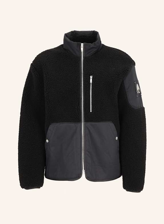 MOOSE KNUCKLES Teddyfell-Jacke SAGLEK im Materialmix SCHWARZ