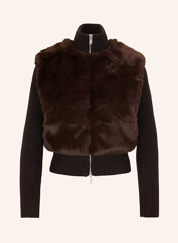 MOOSE KNUCKLES Strickjacke DUA BUNNY im Materialmix BRAUN
