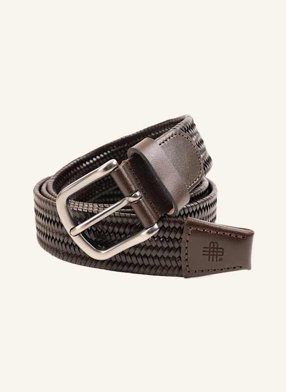 GEBAUER & GEBAUER Flechtgürtel aus Leder SCHWARZ/ DUNKELBLAU/ COGNAC/ BRAUN